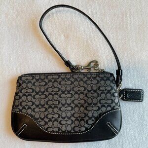 Coach Signature Black and Gray Canvas and Leather Wristlet, NWOT